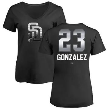Women's Adrian Gonzalez San Diego Padres Midnight Mascot V-Neck T-Shirt - Black