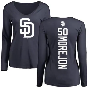 Women's Adrian Morejon San Diego Padres Backer Slim Fit Long Sleeve T-Shirt - Navy