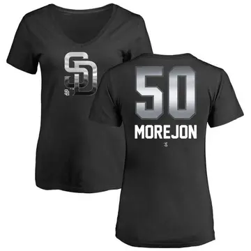 Women's Adrian Morejon San Diego Padres Midnight Mascot V-Neck T-Shirt - Black