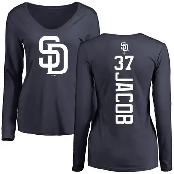 Women's Alek Jacob San Diego Padres Backer Slim Fit Long Sleeve T-Shirt - Navy