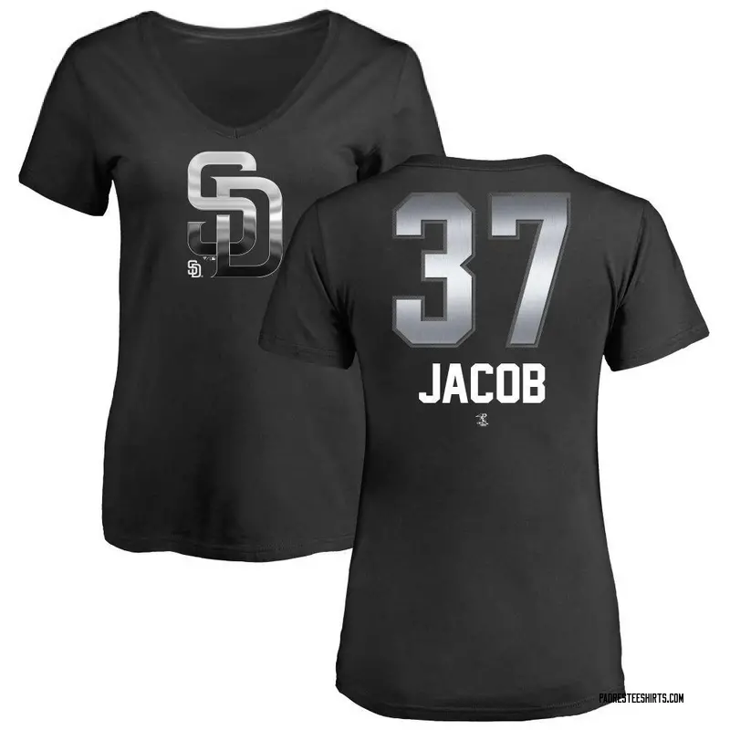 Women's Alek Jacob San Diego Padres Midnight Mascot V-Neck T-Shirt - Black