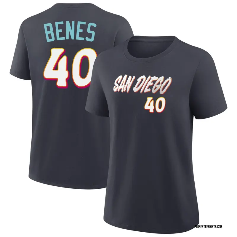Women's Andy Benes San Diego Padres Navy 2026 City Connect Name & Number T-Shirt