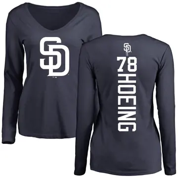 Women's Bryan Hoeing San Diego Padres Backer Slim Fit Long Sleeve T-Shirt - Navy