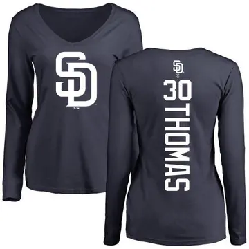 Women's Derrel Thomas San Diego Padres Backer Slim Fit Long Sleeve T-Shirt - Navy