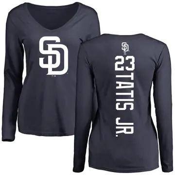 Women's Fernando Tatis Jr. San Diego Padres Backer Slim Fit Long Sleeve T-Shirt - Navy