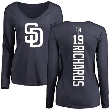 Women's Gene Richards San Diego Padres Backer Slim Fit Long Sleeve T-Shirt - Navy