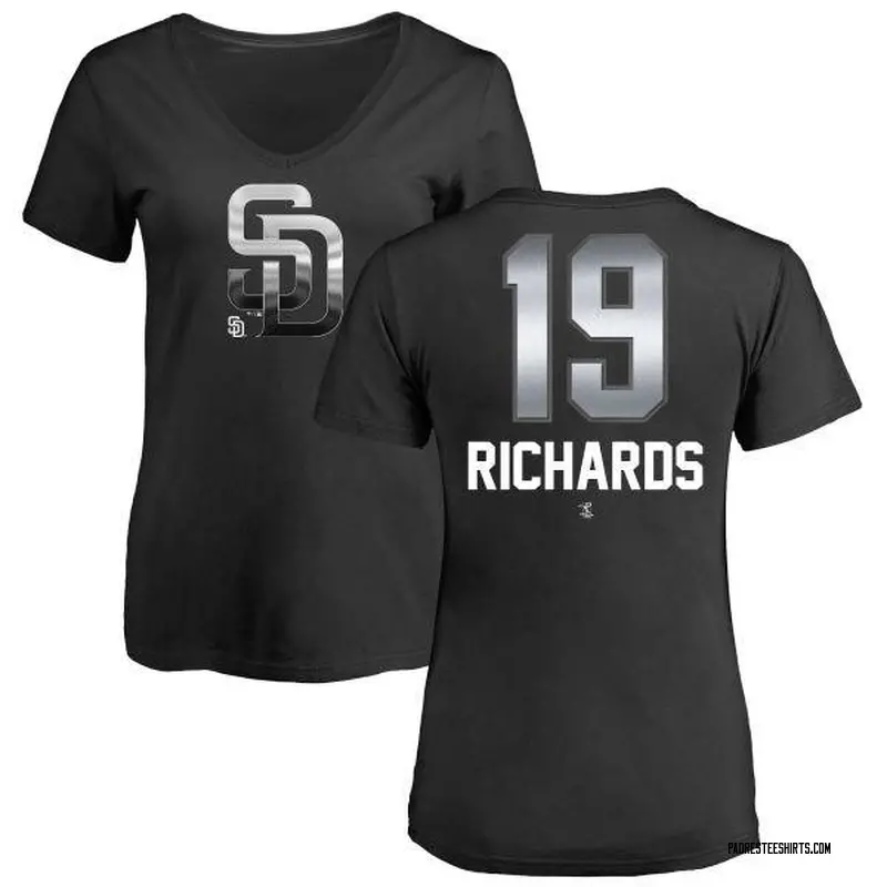 Women's Gene Richards San Diego Padres Midnight Mascot V-Neck T-Shirt - Black