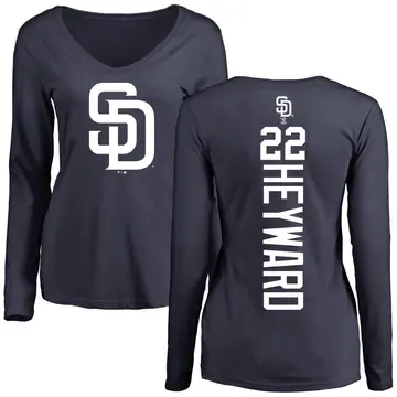 Women's Jason Heyward San Diego Padres Backer Slim Fit Long Sleeve T-Shirt - Navy