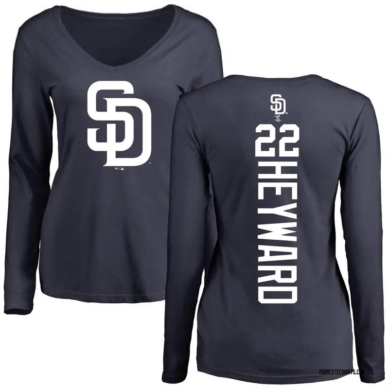 Women's Jason Heyward San Diego Padres Backer Slim Fit Long Sleeve T-Shirt - Navy