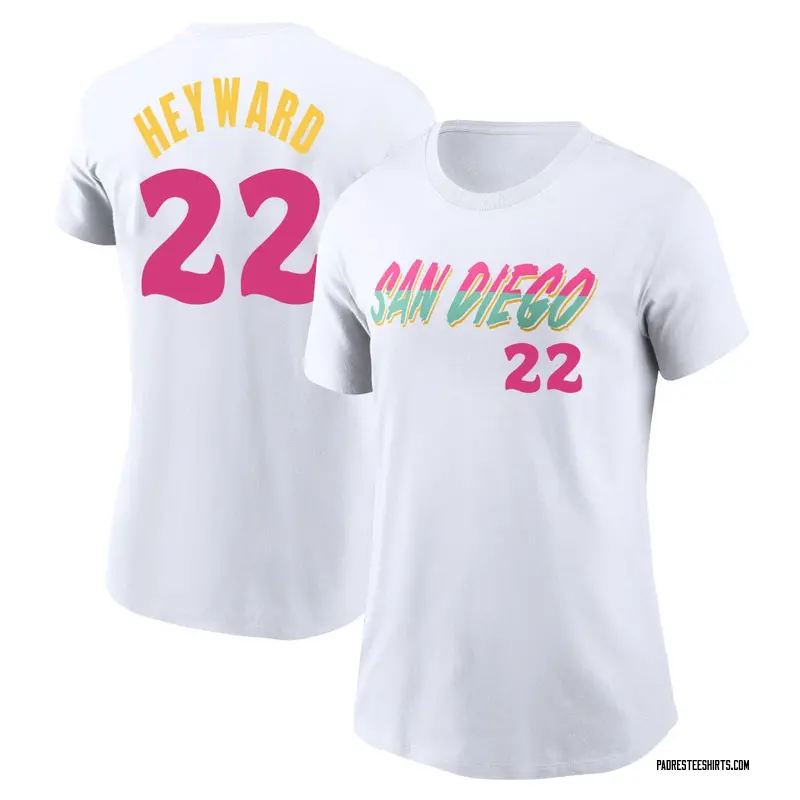 Women's Jason Heyward San Diego Padres White 2022 City Connect Name & Number T-Shirt