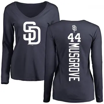 Women's Joe Musgrove San Diego Padres Backer Slim Fit Long Sleeve T-Shirt - Navy