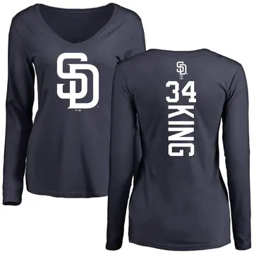 Women's Michael King San Diego Padres Backer Slim Fit Long Sleeve T-Shirt - Navy