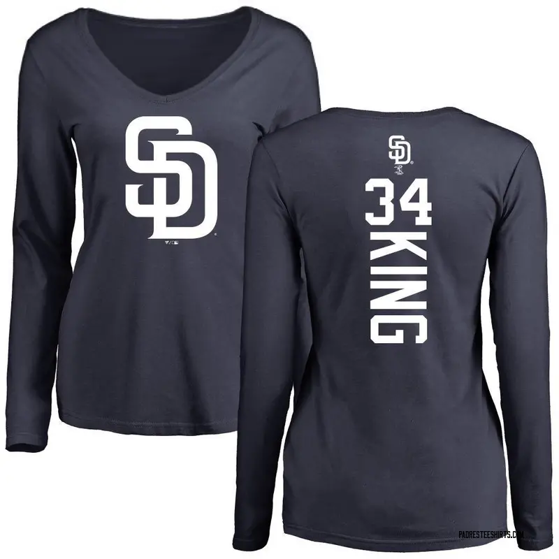 Women's Michael King San Diego Padres Backer Slim Fit Long Sleeve T-Shirt - Navy