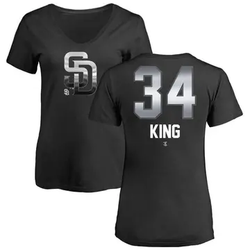 Women's Michael King San Diego Padres Midnight Mascot V-Neck T-Shirt - Black