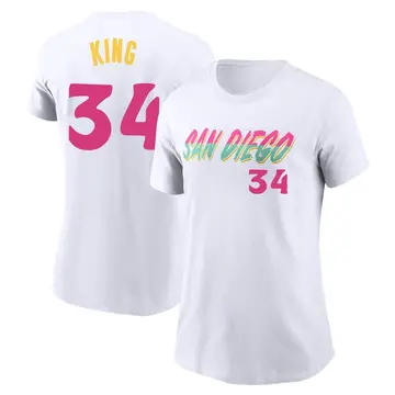 Women's Michael King San Diego Padres White 2022 City Connect Name & Number T-Shirt