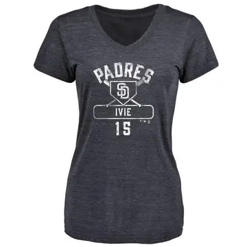 Women's Mike Ivie San Diego Padres Base Runner Tri-Blend T-Shirt - Navy