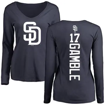 Women's Oscar Gamble San Diego Padres Backer Slim Fit Long Sleeve T-Shirt - Navy