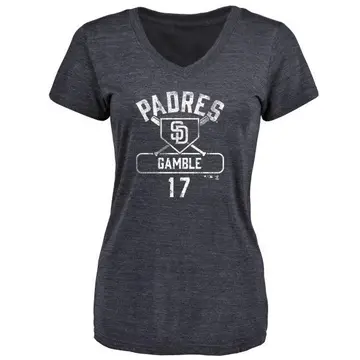 Women's Oscar Gamble San Diego Padres Base Runner Tri-Blend T-Shirt - Navy