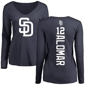 Women's Roberto Alomar San Diego Padres Backer Slim Fit Long Sleeve T-Shirt - Navy