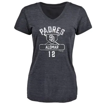 Women's Roberto Alomar San Diego Padres Base Runner Tri-Blend T-Shirt - Navy