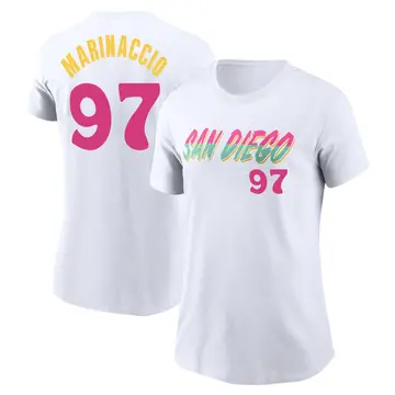 Women's Ron Marinaccio San Diego Padres White 2022 City Connect Name & Number T-Shirt