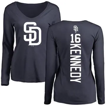 Women's Terry Kennedy San Diego Padres Backer Slim Fit Long Sleeve T-Shirt - Navy