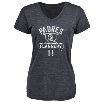 Women's Tim Flannery San Diego Padres Base Runner Tri-Blend T-Shirt - Navy
