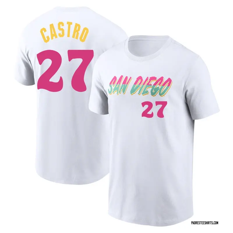 Youth Manuel Castro San Diego Padres White 2022 City Connect Name & Number T-Shirt