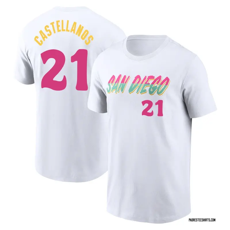 Youth Nick Castellanos San Diego Padres White 2022 City Connect Name & Number T-Shirt