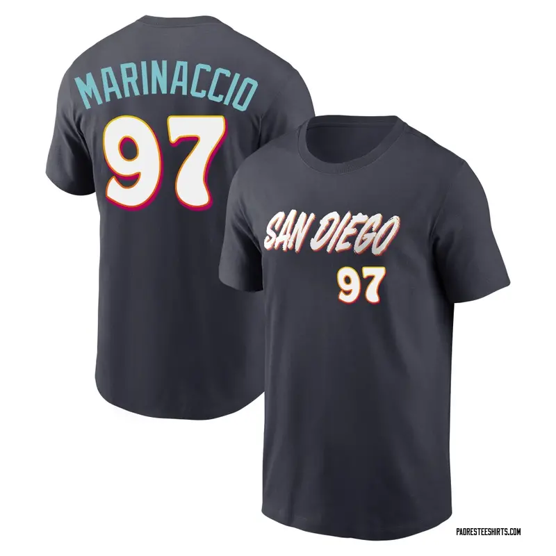 Youth Ron Marinaccio San Diego Padres Navy 2026 City Connect Name & Number T-Shirt